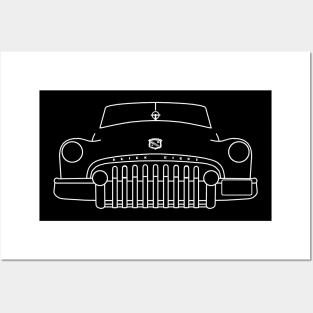 1950 vintage Buick Eight classic car outline graphic (white) Posters and Art